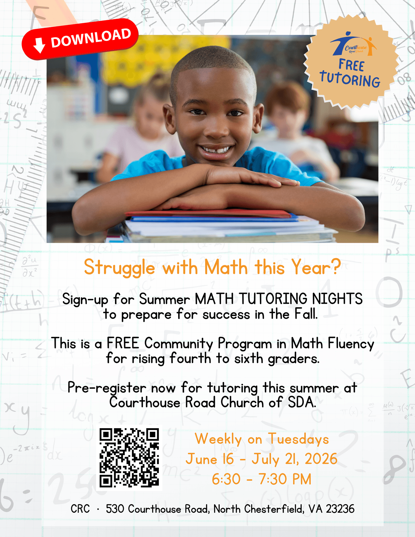 crc math tutoring night flier
