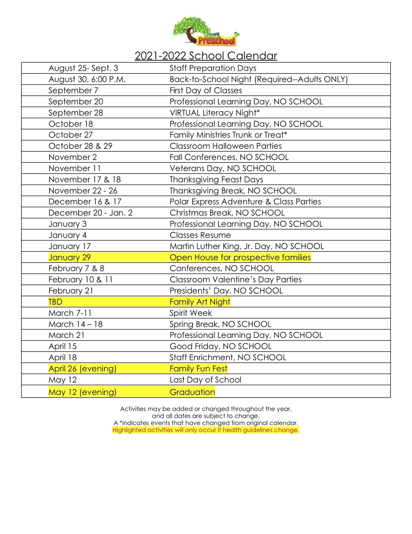 United Methodist Calendar 2023 Preschool Calendar