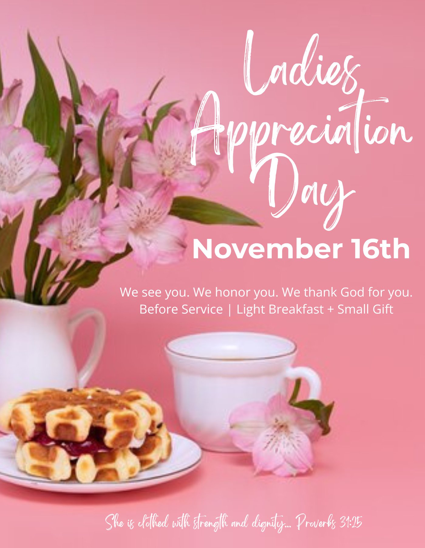 Ladies Appreciation Day will be on Sunday, November 16 before 11AM service! We’re taking a special moment to love on and thank the incredible women of Keystone…for who you are, the joy you bring, and the faith you carry. We will have a light breakfast available and a small gift…just for you! You are deeply seen, known, and appreciated. We can’t wait to celebrate our lovely ladies!💕💐