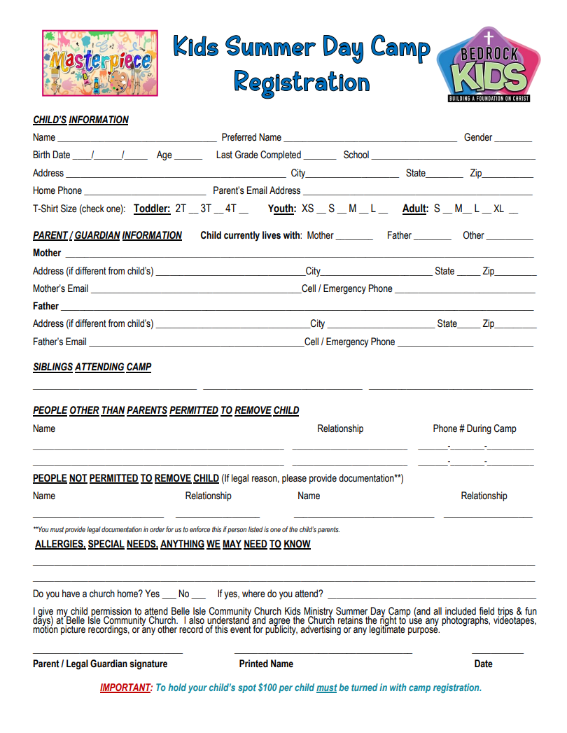 Camp Registration 2026_one per child