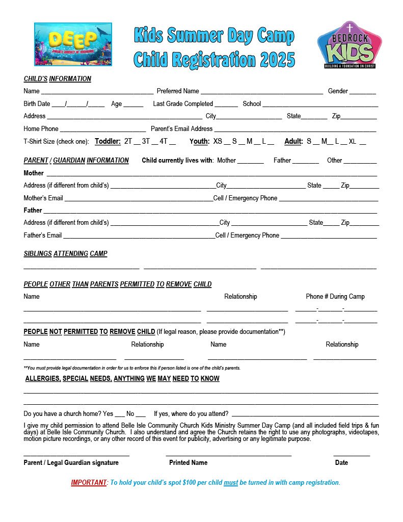 Camp Registration 2025_one per child