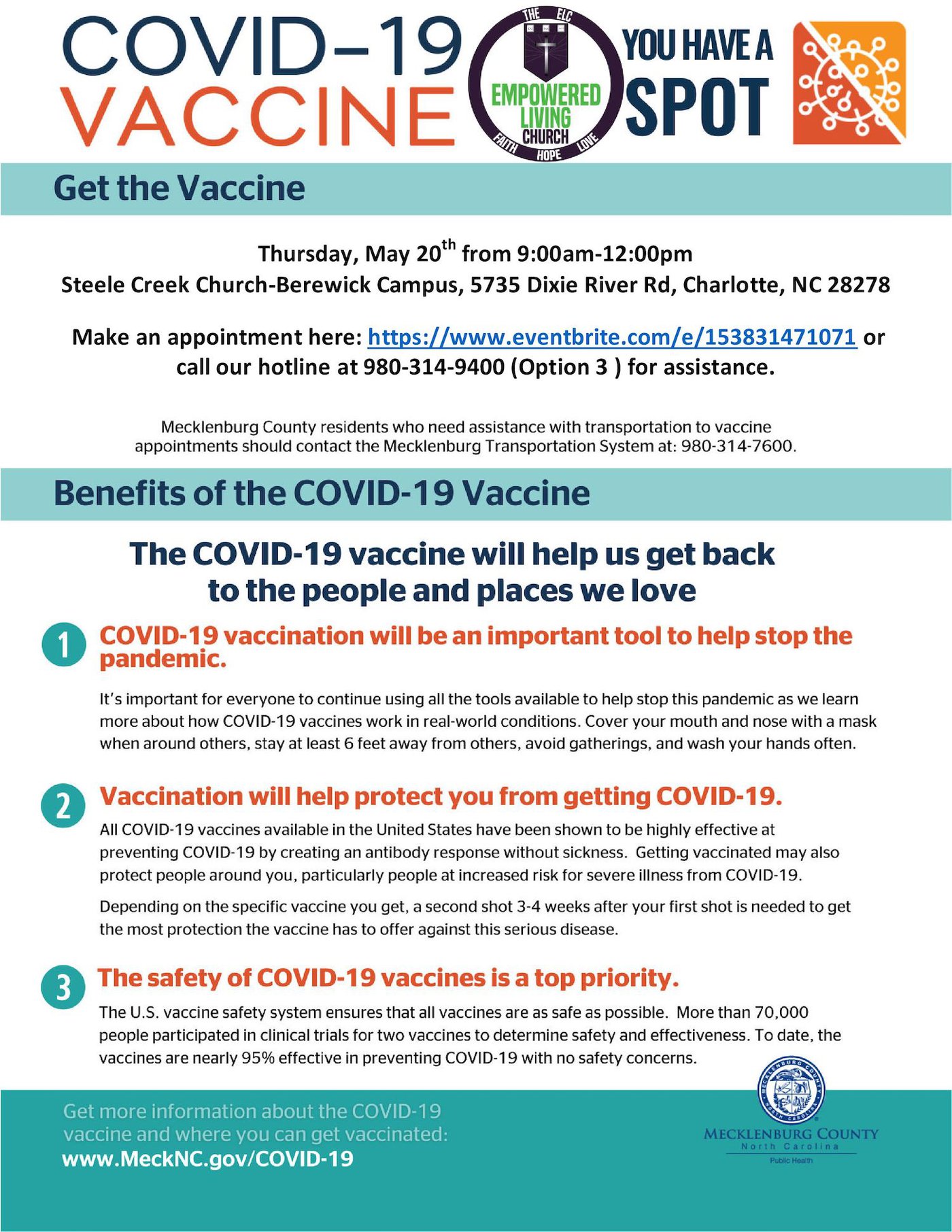 COVID-19 Vaccine Clinic Empowered Living Church