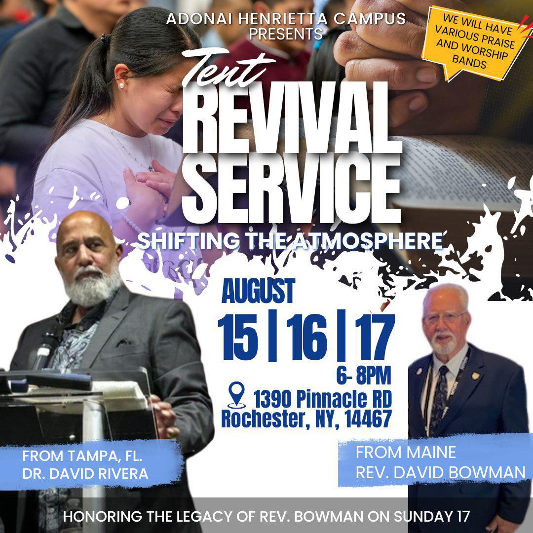 poster of tent revival Aug 15 to 17
